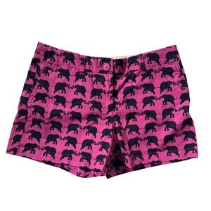 Crown & Ivy Petite Pink Elephant‎ Print Chino Shorts Size 6P